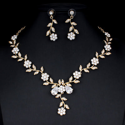 Conjunto de Joyería Nupcial Circón Dorado - Collar y Aretes para Boda - Image 6