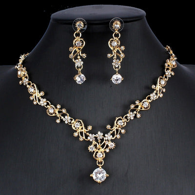 Conjunto de Joyería Nupcial Circón Dorado - Collar y Aretes para Boda - Image 5