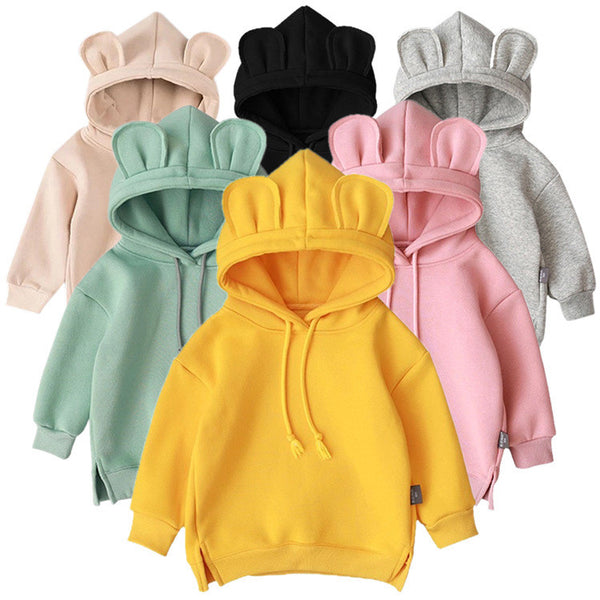 Sudadera Infantil con Capucha y Diseño Cartoon de Colores Sólidos