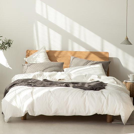 Juego de Cama Minimalista Japonés con Funda Nórdica y Sábanas de Color Liso - Image 2