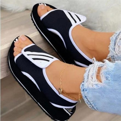 Sandalias Planas Talla Grande con Cierre de Velcro y Bloques de Color - Image 3