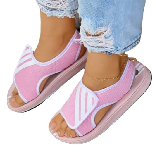 Sandalias Planas Talla Grande con Cierre de Velcro y Bloques de Color - Image 5