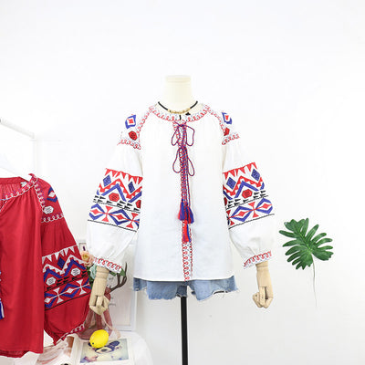 Blusa Primavera con Bordado Industrial Vintage para Mujer - Image 7