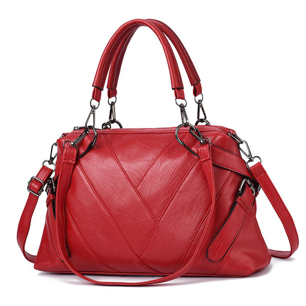 Bolso de Cuero Suave con Detalles de Color - Bolsa Shopper Grande para Mujer