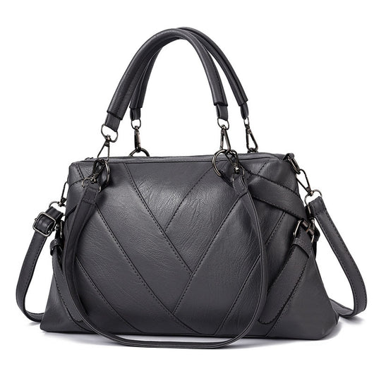 Bolso de Cuero Suave con Detalles de Color - Bolsa Shopper Grande para Mujer