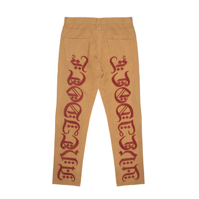Pantalones Casuales de Sarga Khaki con Bordado - Image 2