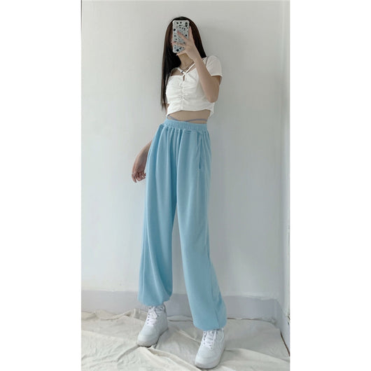 Pantalones Casuales de Cintura Alta Elástica Rectos y Holgados - Image 14