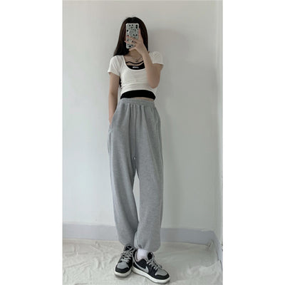 Pantalones Casuales de Cintura Alta Elástica Rectos y Holgados - Image 19