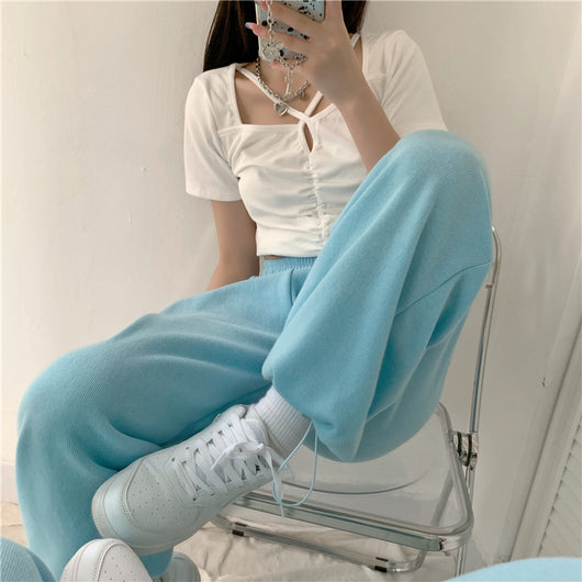 Pantalones Casuales de Cintura Alta Elástica Rectos y Holgados - Image 15