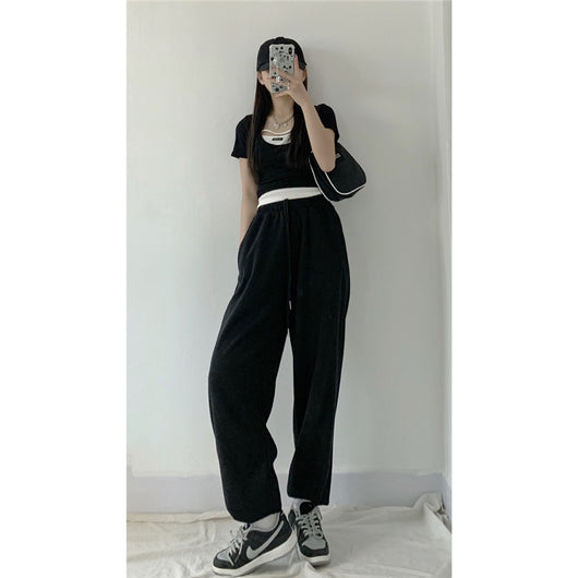 Pantalones Casuales de Cintura Alta Elástica Rectos y Holgados - Image 17