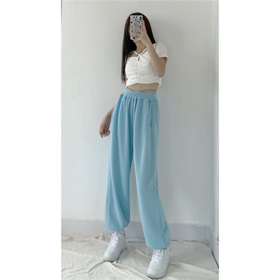Pantalones Casuales de Cintura Alta Elástica Rectos y Holgados - Image 2