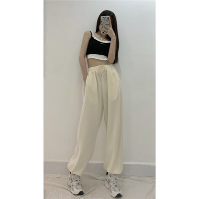 Pantalones Casuales de Cintura Alta Elástica Rectos y Holgados - Image 3