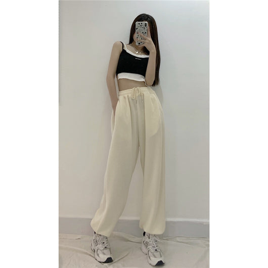 Pantalones Casuales de Cintura Alta Elástica Rectos y Holgados - Image 3