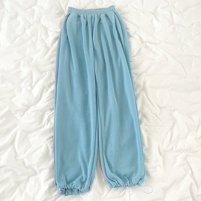 Pantalones Casuales de Cintura Alta Elástica Rectos y Holgados - Image 7