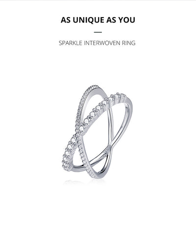 Anillo Geométrico de Diamantes con Líneas Entrelazadas - Image 15