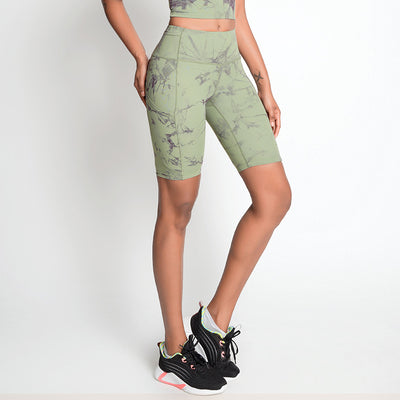 Shorts Yoga Cintura Alta Nude con Tecnología Antibacteriana y Estampado Tie-Dye - Image 9