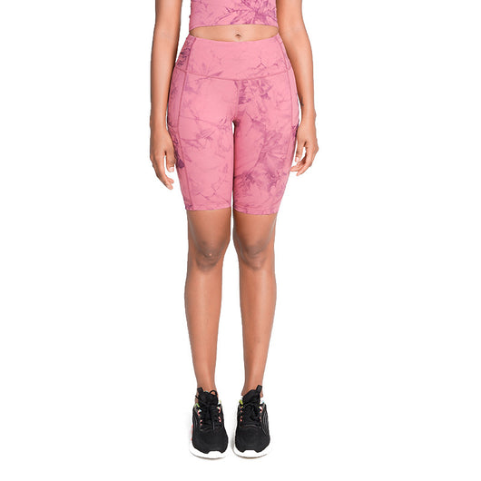 Shorts Yoga Cintura Alta Nude con Tecnología Antibacteriana y Estampado Tie-Dye