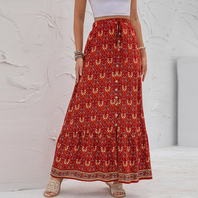 Falda Estampada de Cintura Alta con Botones y Abertura Lateral - Image 2