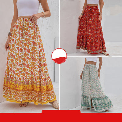 Falda Estampada de Cintura Alta con Botones y Abertura Lateral - Image 3