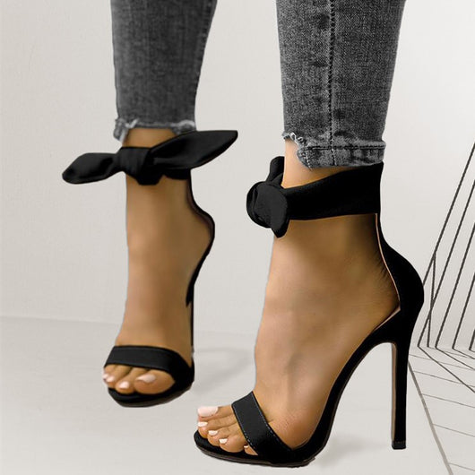 Sandalias Elegantes para Mujer con Tacón Alto, Tira al Tobillo y Moño Decorativo - Image 10