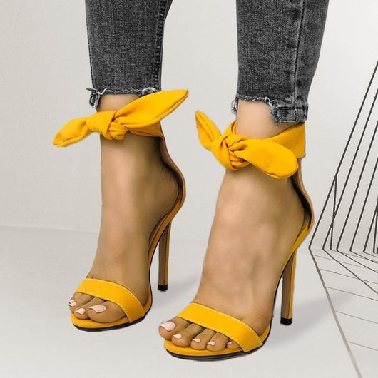 Sandalias Elegantes para Mujer con Tacón Alto, Tira al Tobillo y Moño Decorativo - Image 5