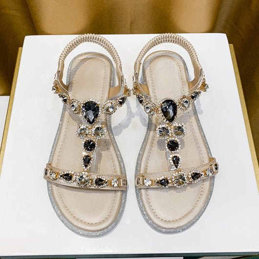 Sandalias de Playa con Tacón Cuña y Strass Brillante - Image 9