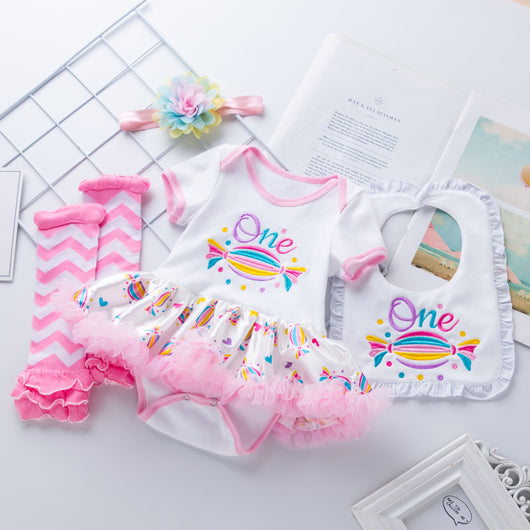 Conjunto de Romper Bordado de Algodón con Calcetines - Vestido Tipo Pelele para Bebé - Image 7