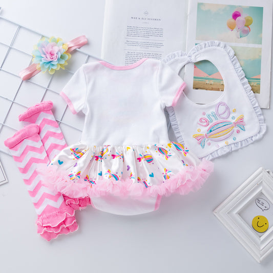 Conjunto de Romper Bordado de Algodón con Calcetines - Vestido Tipo Pelele para Bebé - Image 2