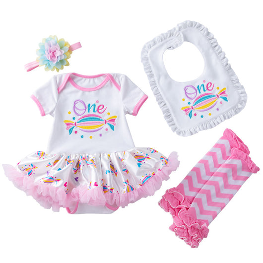Conjunto de Romper Bordado de Algodón con Calcetines - Vestido Tipo Pelele para Bebé - Image 3