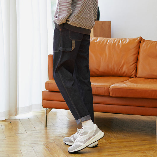 Pantalón Vaquero Holgado de Lana Cardada para Hombre - Corte Recto Moderno - Image 8