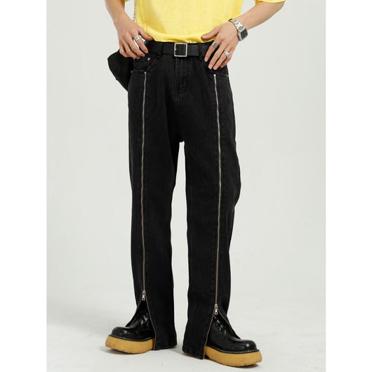 Jeans Rectos Coreanos con Cierre Lateral para Hombre - Image 10