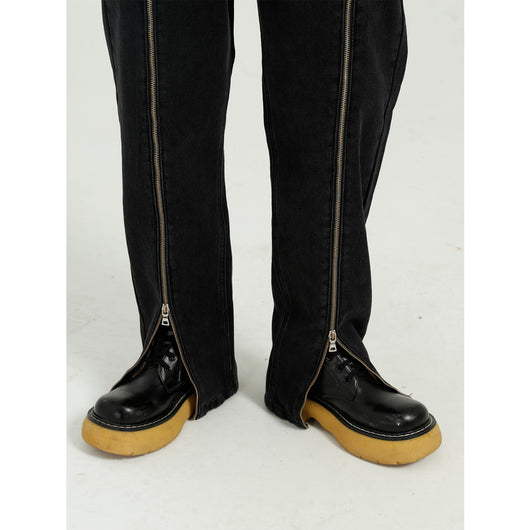 Jeans Rectos Coreanos con Cierre Lateral para Hombre - Image 3