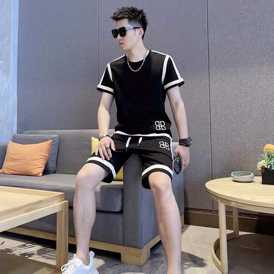 Traje Dos Piezas Hombre Estilo Coreano Manga Corta Primavera Verano