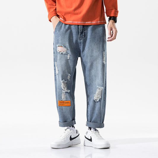 Pantalones Perforados Urban Men's Wear - Estilo Casual Otoño