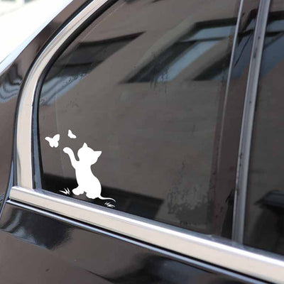 Adhesivo para Auto Gato Cartoon con Mariposa - Image 11