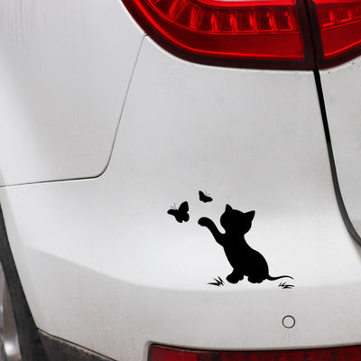 Adhesivo para Auto Gato Cartoon con Mariposa - Image 10