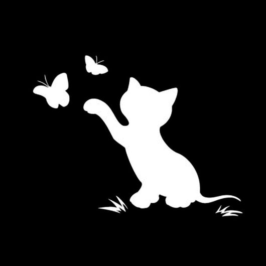 Adhesivo para Auto Gato Cartoon con Mariposa - Image 3