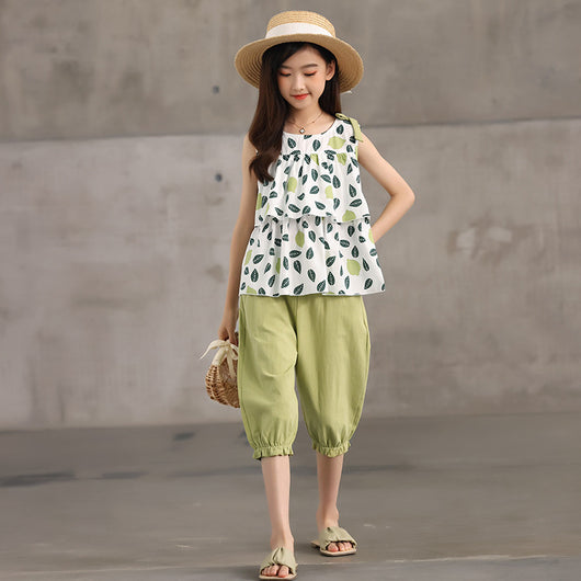 Traje Dos Piezas Infantil Pantalón Corto Floral - Image 7