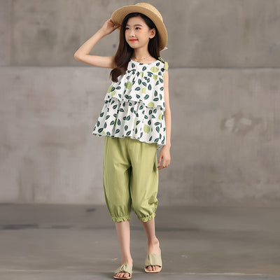 Traje Dos Piezas Infantil Pantalón Corto Floral - Image 4