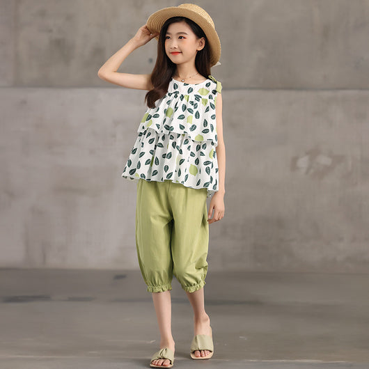 Traje Dos Piezas Infantil Pantalón Corto Floral - Image 4
