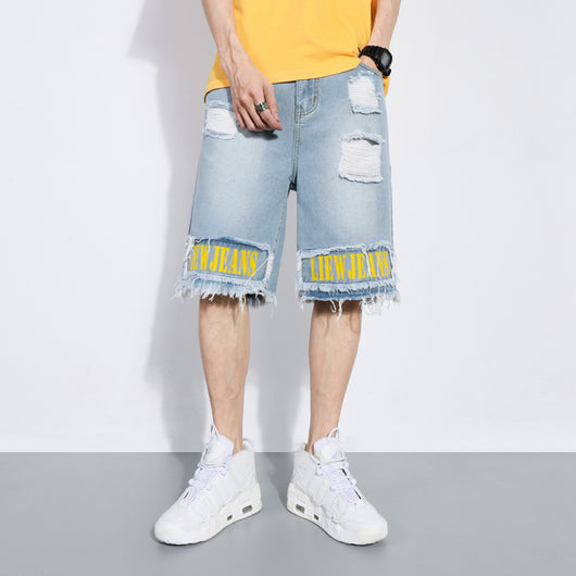 Pantalones Cortos Denim Hombre Sueltos Estilo Urbano Playa - Image 8