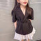 Blazer Corto Estilo Hepburn para Niñas con Manga Corta