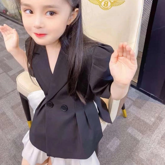 Blazer Corto Estilo Hepburn para Niñas con Manga Corta - Image 3