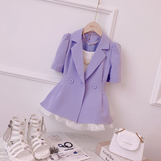 Blazer Corto Estilo Hepburn para Niñas con Manga Corta - Image 6