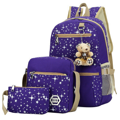Mochila Escolar para Niñas y Mujeres con Diseño de Estrellas - Image 3