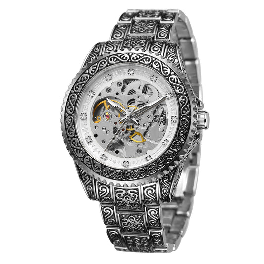Reloj Mecánico Automático para Hombre Retro Tallado Hueco
