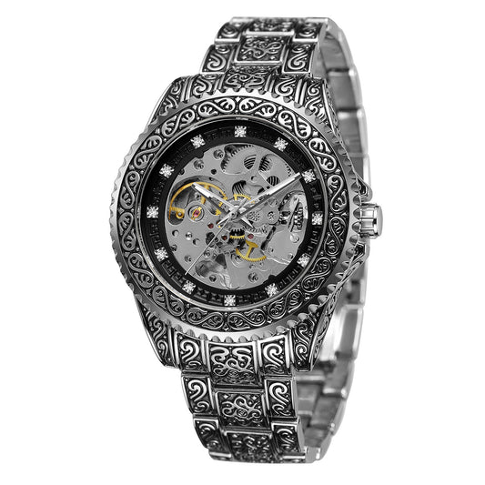 Reloj Mecánico Automático para Hombre Retro Tallado Hueco - Image 2