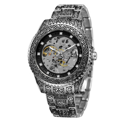 Reloj Mecánico Automático para Hombre Retro Tallado Hueco - Image 8