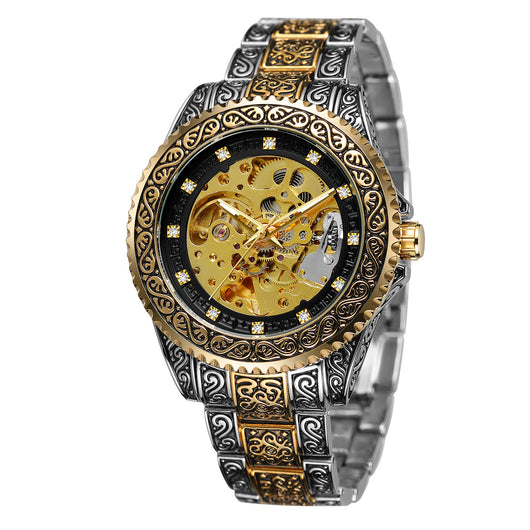 Reloj Mecánico Automático para Hombre Retro Tallado Hueco - Image 7
