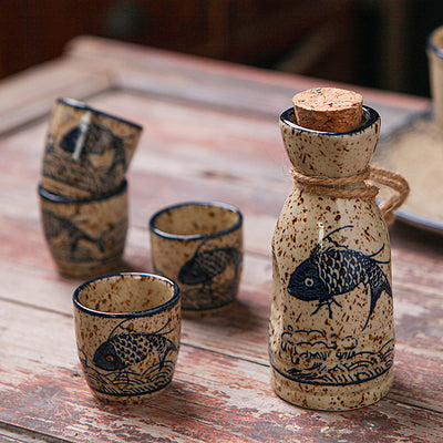 Set Calentador de Sake Retro Japonés con Tazas de Cerámica - Image 5